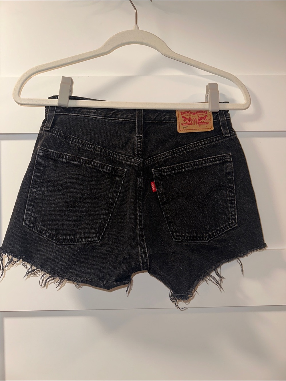 Levi's Black Distressed High-Rise Denim Cutoff Shorts